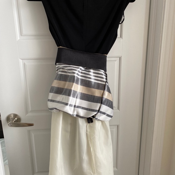 Black with Neutral Strips Cocktail Dress - Picture 7 of 7
